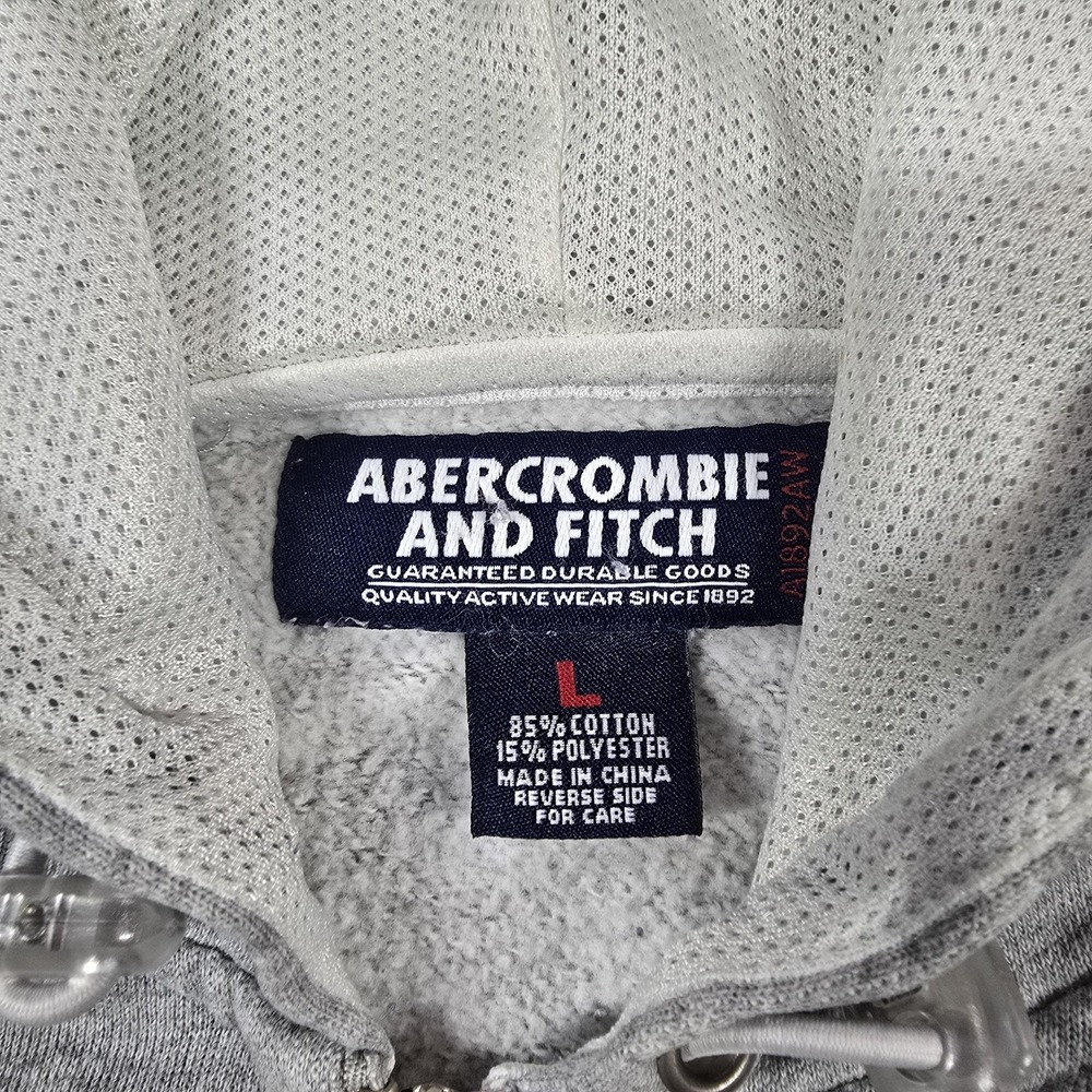 Abercrombie & Fitch Hoodie Womens Large Gray AF-75 Zip Sweatshirt Cropped Y2K - Picture 4 of 14